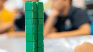 Tower of green cubes